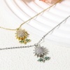 1 個 真鍮 チャーム ペンダント 多色 ヒマワリ 回転可能 クリア ジルコン 26mm x 15mm、 の画像