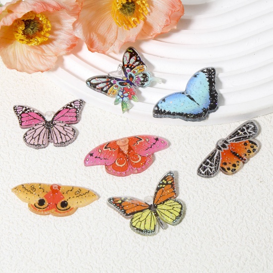 Immagine di 10 Pz Acrilato Gotico Ciondoli Falena Farfalla Multicolore Brillio