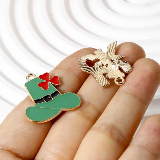 Picture of Zinc Based Alloy St Patrick's Day Charms Gold Plated Enamel