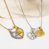 Picture of 304 Stainless Steel Valentine's Day Pendants Gold Plated & Silver Tone Sun & Moon Clear Rhinestone