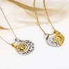 Picture of 304 Stainless Steel Valentine's Day Pendants Gold Plated & Silver Tone Sun & Moon Clear Rhinestone