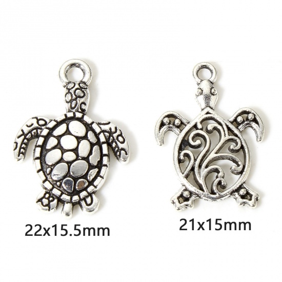Picture of Zinc Based Alloy Charms Antique Silver Color Sea Turtle Animal