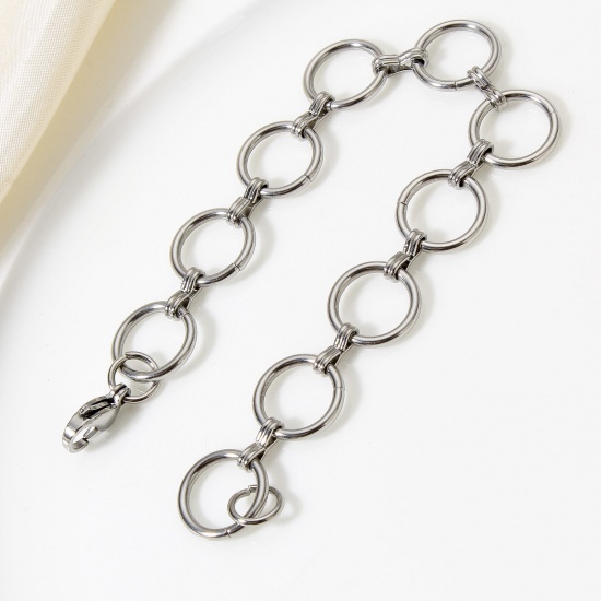 Picture of 304 Stainless Steel Handmade Link Chain Bracelets Silver Tone
