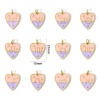 Picture of Brass Charms 18K Real Gold Plated Heart Constellation Enamel 22mm x 15mm