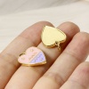 Picture of Brass Charms 18K Real Gold Plated Heart Constellation Enamel 22mm x 15mm
