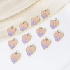 Picture of Brass Charms 18K Real Gold Plated Heart Constellation Enamel 22mm x 15mm