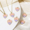 Picture of Brass Charms 18K Real Gold Plated Heart Constellation Enamel 22mm x 15mm