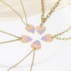 Picture of Brass Charms 18K Real Gold Plated Heart Constellation Enamel 22mm x 15mm