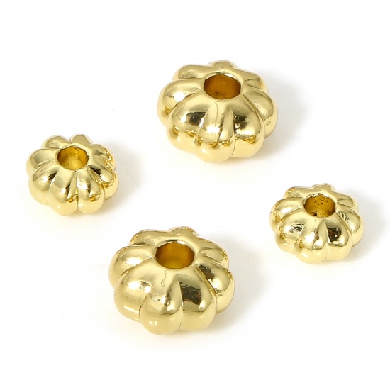 Picture of Brass Beads For DIY Charm Jewelry Making 18K Real Gold Plated Pumpkin                                                                                                                                                                                         