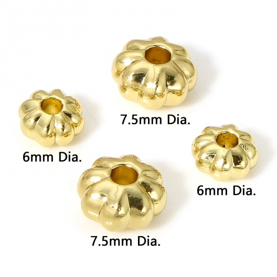 Picture of Brass Beads For DIY Charm Jewelry Making 18K Real Gold Plated Pumpkin                                                                                                                                                                                         