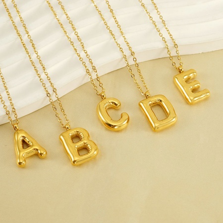 Eco-friendly Vacuum Plating Sweet & Cute Stylish 18K Real Gold Plated 304 Stainless Steel Link Cable Chain Initial Alphabet/ Capital Letter Message " A-Z " Pendant Necklace For Women Mother's Day