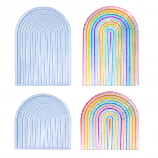 Picture of 1 Piece Silicone Resin Mold For Home Decoration DIY Making Rainbow Tray White