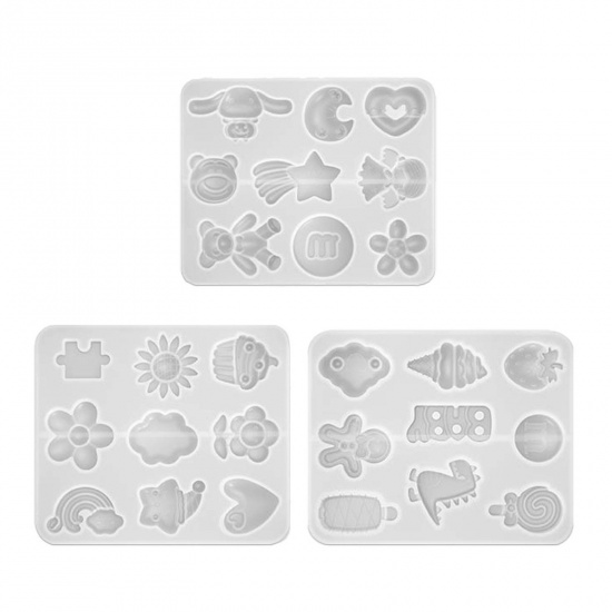 Picture of 1 Piece Silicone Resin Mold For Keychain Necklace Earring Pendant Jewelry Shoe Accessories DIY Making Rectangle Animal White