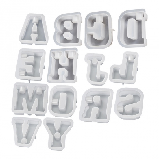 Picture of 1 Piece Silicone Resin Mold For Candle Soap DIY Making Capital Alphabet/ Letter White