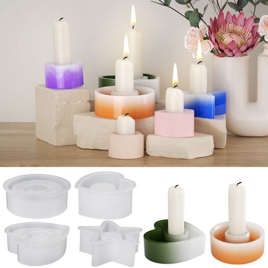 Image de 1 Piece Silicone Resin Mold For Candle Soap DIY Making White