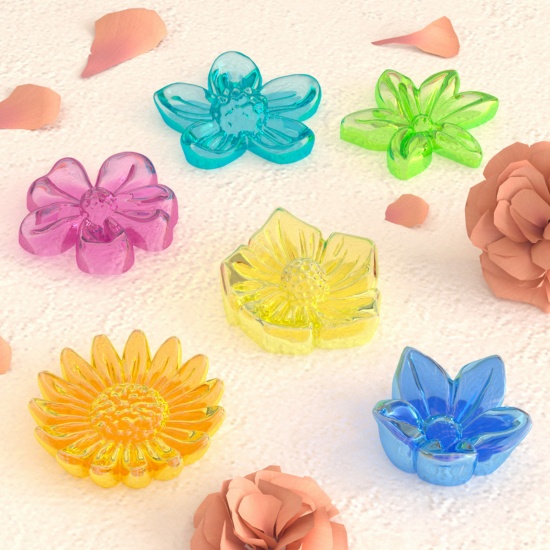 Picture of 1 Piece Silicone Resin Mold For Keychain Necklace Earring Pendant Jewelry DIY Making Flower 3D White