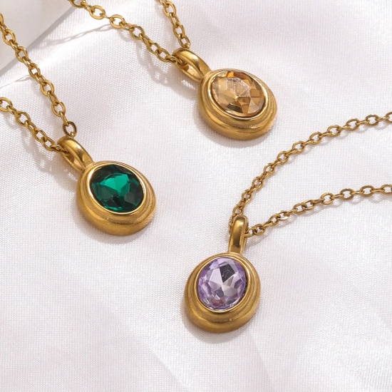 1 個 304ステンレス鋼 チャーム 楕円形 18Kゴールドメッキ 13mm x 23mm の画像