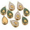 Bild von 1 Stück 304 Edelstahl Charms Avocado 18K Gold plattiert Emaille 10mm x 17mm