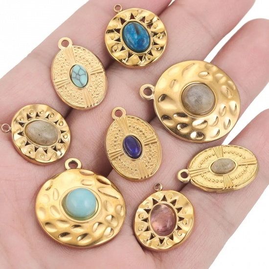 Picture of 304 Stainless Steel & Stone Boho Chic Bohemia Charms 18K Gold Plated Geometric