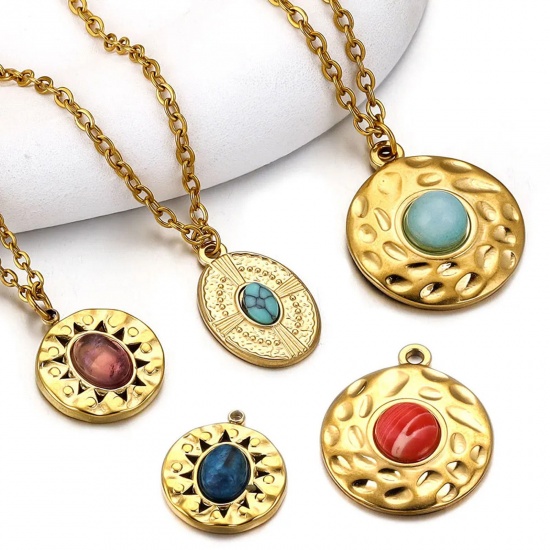 Picture of 304 Stainless Steel & Stone Boho Chic Bohemia Charms 18K Gold Plated Geometric