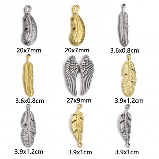 Picture of 304 Stainless Steel Pendants Multicolor Feather Wing