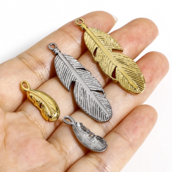 Picture of 304 Stainless Steel Pendants Multicolor Feather Wing