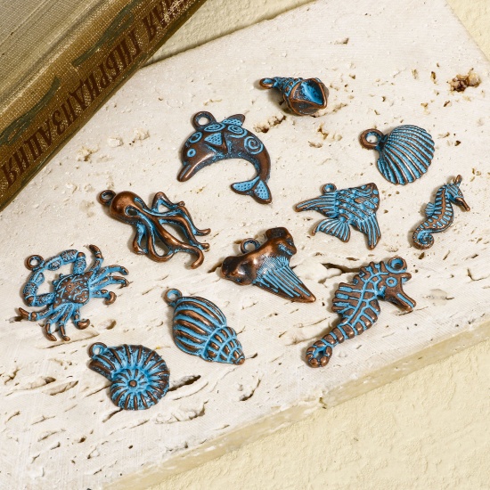Picture of Zinc Based Alloy Ocean Jewelry Charms Antique Copper Blue Patina