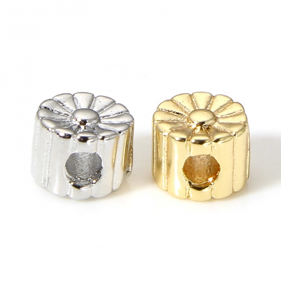 Picture of Brass Pastoral Style Beads For DIY Charm Jewelry Making Real Gold Plated Sunflower                                                                                                                                                                            