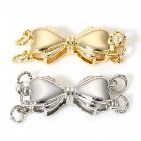 Brass Pinch Clasp Bowknot Real Gold Plated