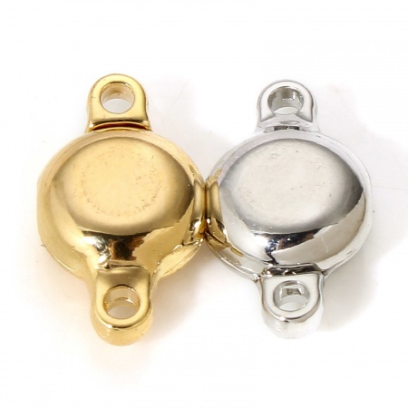 2 Sets Messing Magnetverschluss Flachrund Echtgold plattiert