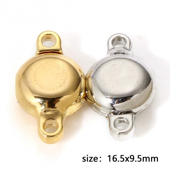 Picture of Brass Magnetic Clasps Flat Round Real Gold Plated