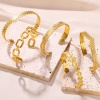 Picture of 304 Stainless Steel Open Cuff Bangles Bracelets 18K Gold Plated Texture Textured 5.8cm Dia.