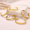Picture of 304 Stainless Steel Open Cuff Bangles Bracelets 18K Gold Plated Texture Textured 5.8cm Dia.