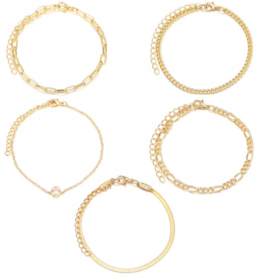 Immagine di 1 Serie Elegante Braccialetti Oro Placcato Catena a Maglie Freccia