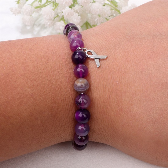 Picture of Stone Women's Dainty Bracelets Delicate Bracelets Beaded Bracelet Multicolor Ribbon Elastic