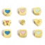 Picture of 1 Piece Eco-friendly 304 Stainless Steel Stylish Beads For DIY Jewelry Making Square 18K Real Gold Plated Multicolor Heart Enamel