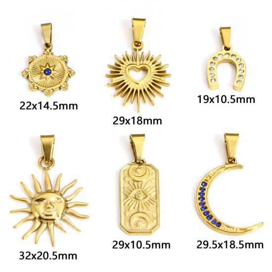 Picture of Eco-friendly 304 Stainless Steel Galaxy Charms Gold Plated Round Sun