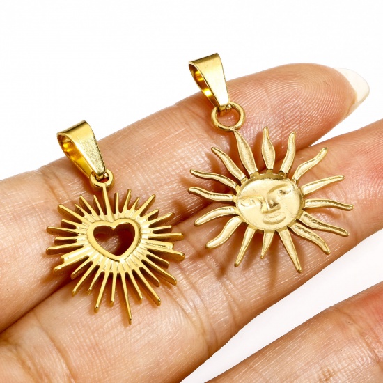 Picture of Eco-friendly 304 Stainless Steel Galaxy Charms Gold Plated Round Sun