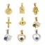 Picture of Eco-friendly 304 Stainless Steel Religious Charms Multicolor Heart Evil Eye Clear Rhinestone