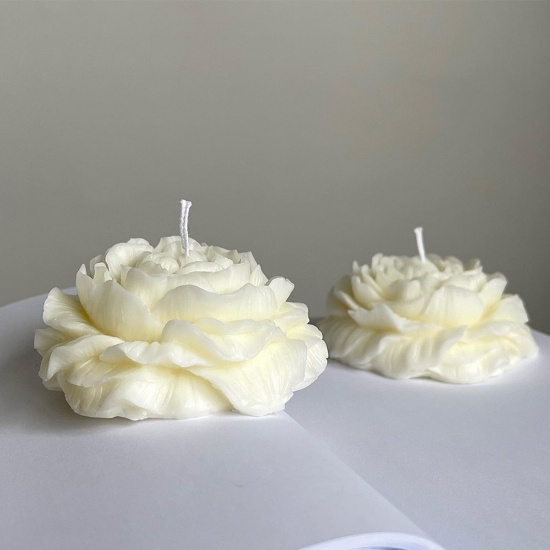 Bild von 1 Stück Silikon Harzform zum Selbermachen von Kerzenseife Blumen 3D Weiß