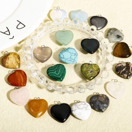 Picture of Gemstone ( Natural ) Charms Heart 23mm x 20.5mm