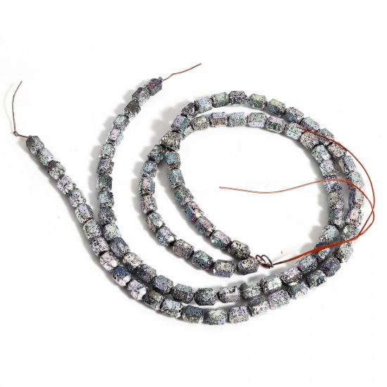 Image de 1 Enfilade (Classement A) Perles pour DIY Fabrication de Bijoux de Pendentife en Hématite （ Plaquage ） Violet Clair & Vert Clair