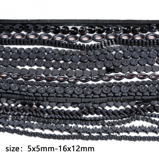Immagine di 1 Filo (Grado A) Ematite ( Naturale ) Perline per la Creazione di Gioielli con Ciondoli Fai-da-te Nero