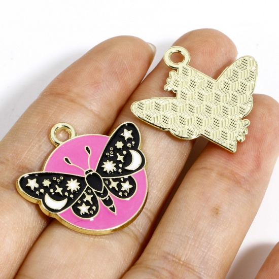 Picture of Zinc Based Alloy Insect Charms Gold Plated Star Moon Enamel