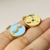 Picture of Copper Charms 18K Real Gold Plated Multicolor Round Constellation Enamel Clear Cubic Zirconia 22mm x 16mm