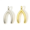 Bild von 1 Stück Messing Charms Echtgold plattiert Wishbone 17mm x 9mm