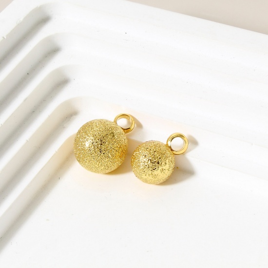 Picture of Brass Charms 18K Real Gold Plated Ball Sparkledust