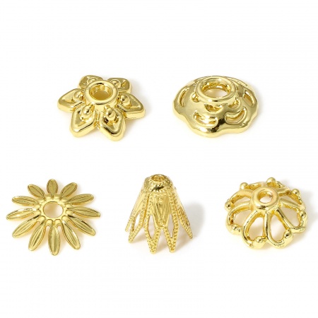 10 Pcs Coupelles en Laiton Plaqué Or Véritable 18K