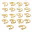 Immagine di 1 Pz Placcatura Sottovuoto Ecologica Semplice & Casual Elegante 18K Vero Oro Placcato 304 Acciaio Inossidabile & Strass Aperto Regolabile Lettera Messaggio " A-Z " Anello Per Donne Compleanno
