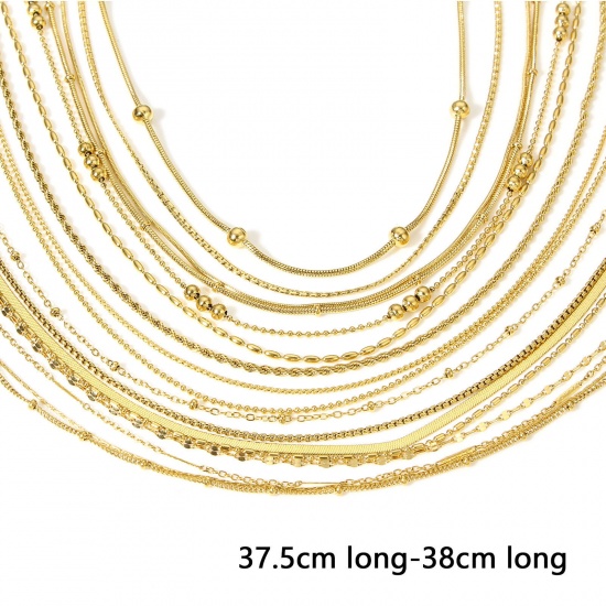 Picture of Eco-friendly Vacuum Plating 304 Stainless Steel Link Chain Necklace For DIY Jewelry Making 18K Real Gold Plated